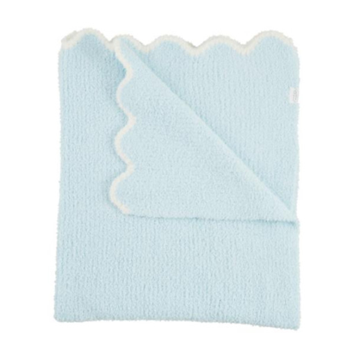 Blue Scallop Chenille Blanket | Adorable Knit Blanket | Mud Pie