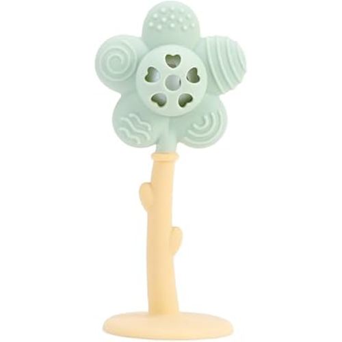 Generic 2 in 1 Sunflower Teether and Rattle Toy for Babies, 0-36 Months, BPA Free (Green)
