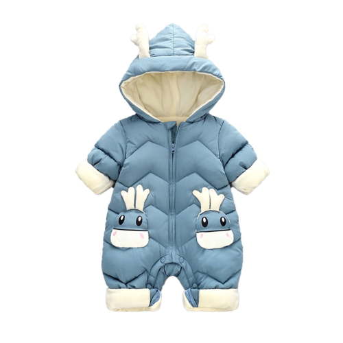 KYAIGUO Newborn Fleece Footie Bodysuit Baby Hooded Warm Jumpsuit Thicken Romper Cartoon Onesies Fall Winter Outwear Snowsuit for Girls Boys 6-24 Months