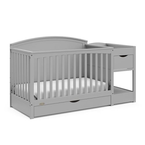 Graco Bellwood 5-in-1 Convertible Crib & Changer with Drawer, Pebble Gray
