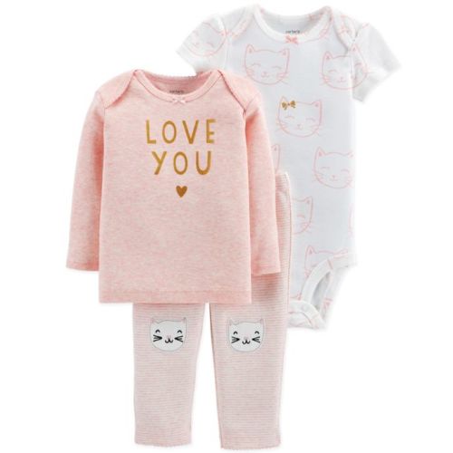 carter's® Newborn 3-Piece "Love You" Pant Set in Pink