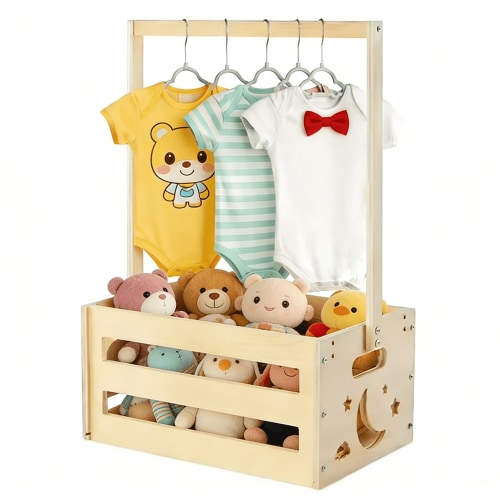 WANALIT Baby Shower Gift Basket - Wooden Nursery Storage Crate for Newborn