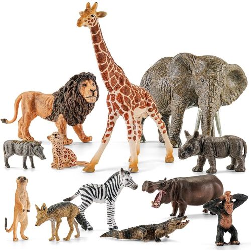 12 PCS African Safari Animals Figure Toys Wild Animal Figurines | Realistic African Wild Animal Figures, Educational Zoo Animal Toys, Party Favors & Classroom Props, Cake Toppers