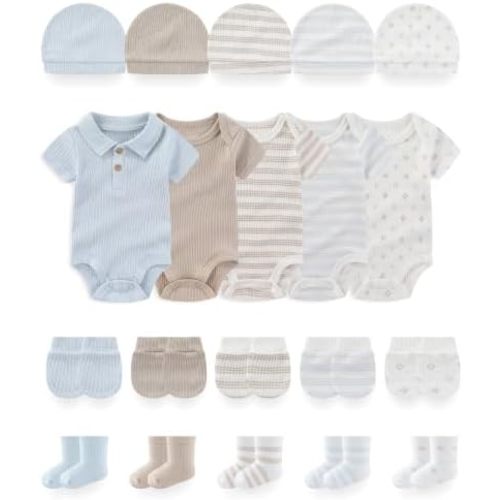 Baby Short Sleeve Bodysuits and Accessories Set Cotton Baby Clothes