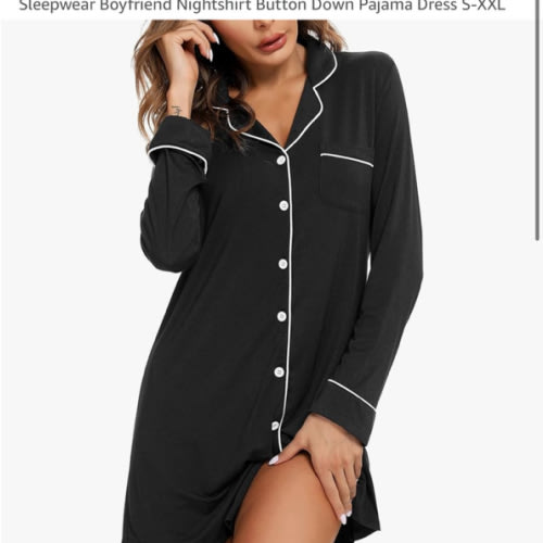 Senert Nightgown for Women Sleep Shirt Short Long Sleeve Sleepwear Boyfriend Nightshirt Button Down Pajama Dress S-XXL