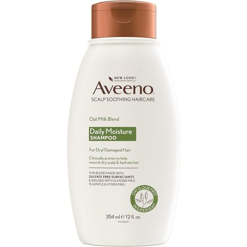 Aveeno Farm-Fresh Oat Milk Sulfate-Free Shampoo with Colloidal Oatmeal & Almond Milk, Moisturizing Shampoo for All Hair Types, Safe for Color-Treated Hair, Paraben & Dye-Free, 12 Fl Oz