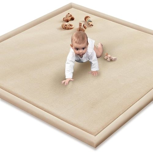 Baby Play Mat for Floor Playpen Mat 1.3" Thick Elasti-Foam Padded Cushioning Non-Slip Playroom Tatami-Style Nursery Mat for Tummy Time & Crawling for Babies Toddlers Infants Beige