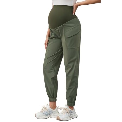PACBREEZE Women's Maternity Cargo Joggers Quick-Dry Hiking Pants Active Outdoor Casual Pregnancy Sweatpants