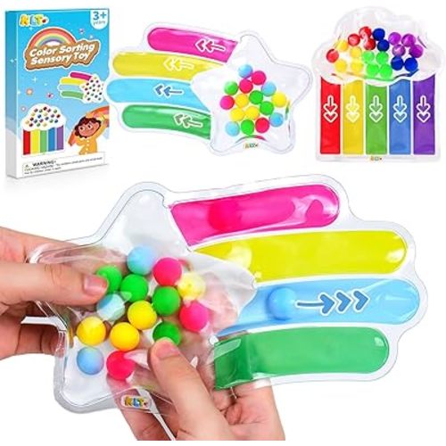 2 PCS Color Sorting Sensory Toys for Toddlers: Quiet Calming Travel Roadtrip Toys for Kids - Color Matching Game for Preschool Learning Activities - Classroom Prizes Toddlers Travel Essentials