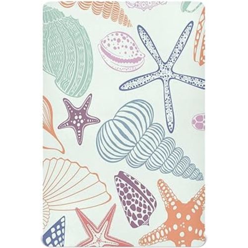 Crib Sheets for Baby Girls and Boys Colorful Starfish Seashells Pattern Coastal Baby Mattress Sheets for Standard Crib,Soft and Breathable Material,Fits Crib and Toddler Bed Mattresses M