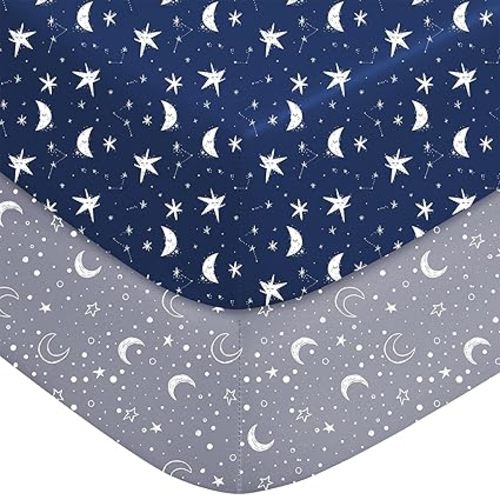 Baby Crib Sheets for Boys Girls Neutral, 2 Pack Crib Mattress Sheet for Standard Crib and Toddler Mattress, Super Soft Breathable Fitted Crib Sheet, 52" x 28"