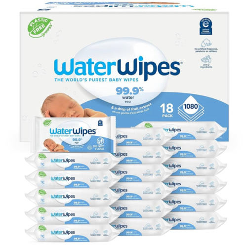 WaterWipes Sensitive+ Newborn & Baby Wipes, 3-In-1 Cleans, Cares, Protects, 99.9% Water, Unscented & Hypoallergenic, 1080 Count (18 Packs)