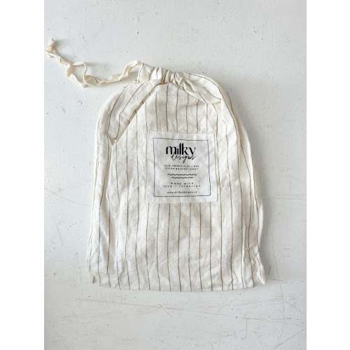 Olive Pinstripe Linen Cot Sheet