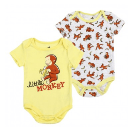 Curious George Little Monkey Baby Boys 2 Piece Onesie Set