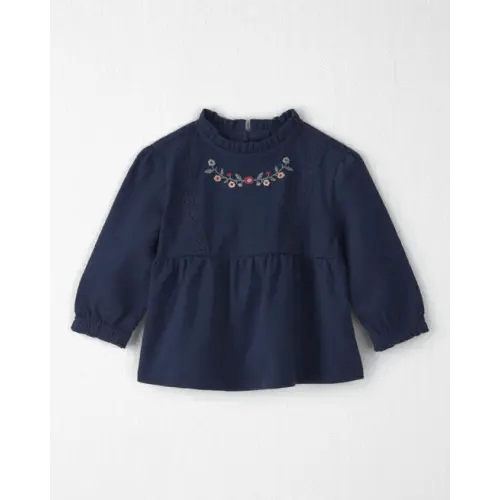 Baby Girl Organic Cotton Embroidered Peplum Top - Little Planet | Carter's