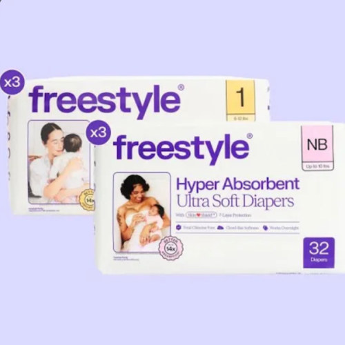 Freestyle Newborn & Size 1 Diaper Bundle (3 pack of NB, 3 pack of Size 1)