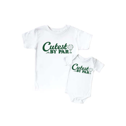 Cutest By Par Graphic Bodysuit & Kids Tee | White