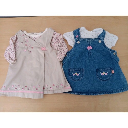 Lot of 2 Baby Girl's Size 0-3 Months Summer Dresses Floral Vintage Cute!