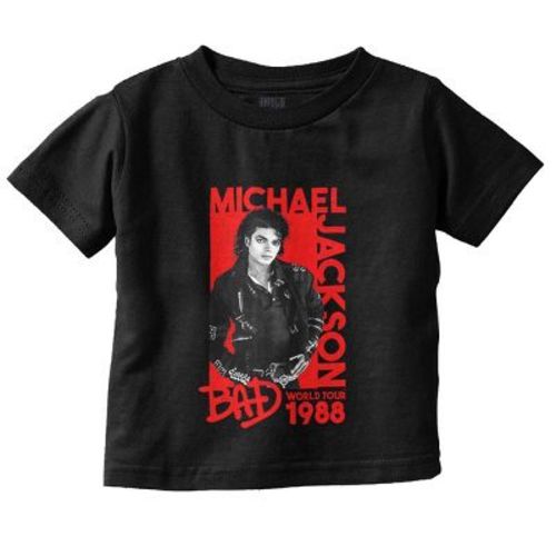 Michael Jackson Bad World Your 1988 Toddler Baby Graphic T Shirt Brisco Brands Black 12M