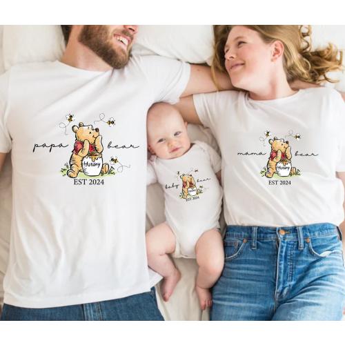 Custom Est Mama -Papa Bear and Baby Bear Shirt, Family Bear Matching Shirt, Cute Baby Bear Shirt, Baby Shower Shirts for New Mom and Dad