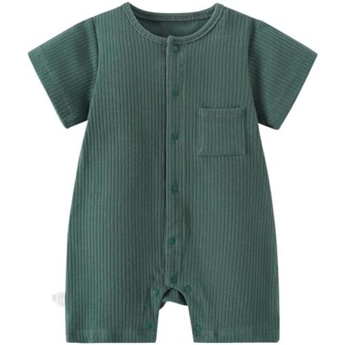 AIWUHE Unisex Baby Cotton Romper Boys Short Sleeve One-Piece Jumpsuit Girls Snap-up Bodysuits Summer Clothes Outfits 3-18M