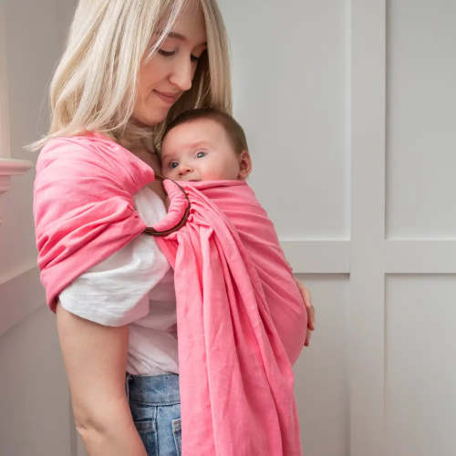 Guava Ring Sling Baby Carrier | Bright & Breezy Snuggles