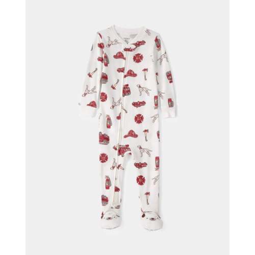 Baby Boy Firetruck 100% Cotton Snug Fit 1-Piece Pajama - White | Carter's