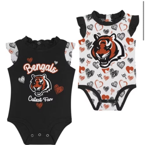 Cincinnati Bengals Baby BLACK Happy Hearts One Piece Set - 133429767