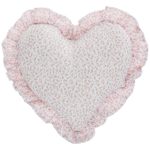 Floral & Gingham Ruffled Heart Pillow