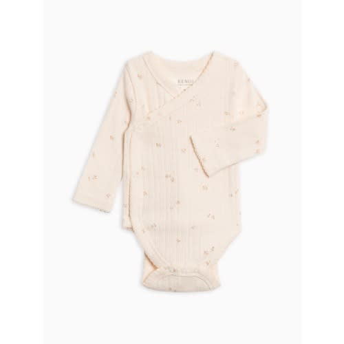 Hilda Brushed Back Pointelle Long Sleeve Kimono Bodysuit