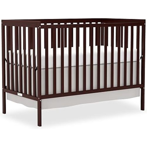 Baby Crib 5-in-1 Convertible, Wooden Nursery Cribs Converts to Toddler Bed, Daybed and Full Size Bed, 3 Adjustable Base, Non-Toxic Finish (Espresso)