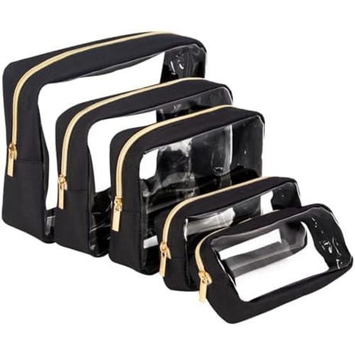 TSA Approved 5-Piece Diaper Bag Organizer Pouch Set Clear Waterproof TPU Kids Toiletry Storage Set Travel Packing Clutch Cube Bags for Baby Nursing