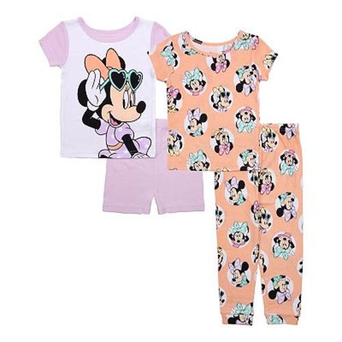 Disney's Minnie Mouse Toddler Girls "Minnie Sunshine" Pajama Shirts, Pajama Pants and Pajama Shorts 4-Piece Set