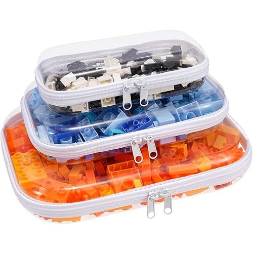 Clear Hard Shell Zipper Case,3PCS Transparent Clear Zipper Pouches,Hard Side Plastic Case Set,Portable Travel Storage Organizer Bins
