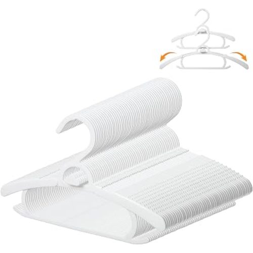 50 Pack Baby Clothes Hangers 10-14" Adjustable Kids Hangers White
