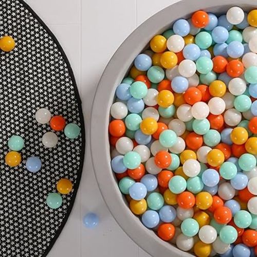 GOGOSO Cream Ball Pit Balls 100 Balls, 2.2 Inch Ball Pool Balls for Baby Fun Toys, Different Shaped for Toddler Ball Pit, Boys Girl Kids Birthday, Tent,Slides