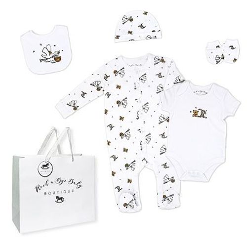 Baby Boys and Girls Busy Stork Layette, 5 Piece Set