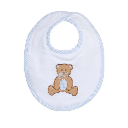 Teddy Bear Applique Basic Bib, Blue