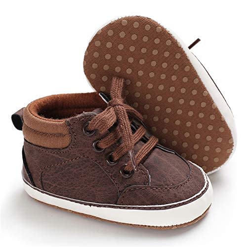 Meckior Toddler Baby Boys Girls High Tops Ankle Sneakers Soft Anti-Slip Sole PU Leather Moccasins Infant Newborn Prewalker First Walking Crib Shoes