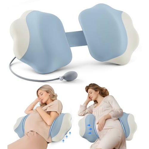 DONAMA Memory Foam Pregnancy Pillow for Sleeping, Cooling Maternity Pillow | Small Pregnancy Pillow, Adjustable W-Shaped For Belly/Back Support, Travel Maternity Pillow for Pregnant Women