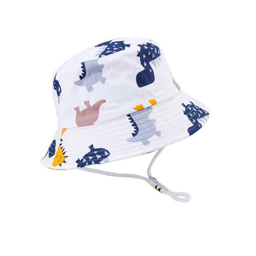 TELOLY Baby Hat,Adorable Dinosaur Print Newborn Sun Hat,Outdoor Protection Adjustable Infant Sun Hat with Strap