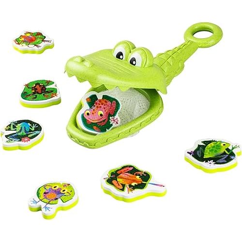 Croc Chasey - Catch A Frog - Fun Bath Time Toy, Snap-Scoop-Catch Frogs, Open & Close Mouth, ECO Bio-Plastic, Toddlers & Kids Ages 2+