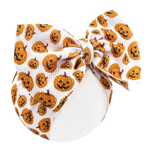 Thanksgiving Headbands Baby Bows Pumpkin Headband Hair Accessories for Girls Nylon Headbands for Toddler Girls Orange Black Newborn Hair Bows