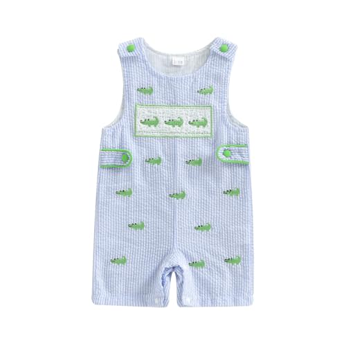 Ayalinggo Toddler Western Baby Boy Clothes Horse Riding Embroidery Smocked Jumpsuit Sleeveless Romper Spring Summer Outfit