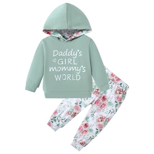 ZOEREA Toddler Girl Clothes Baby little Outfits Fall Winter Cute Sets 1-6T | Soft, Letter Hoodie Sweatshirts Pullover, Flower Sweatpants, 2Pcs Tracksuit Sweatsuit Sets, 1-6 Years,Size 1-6t