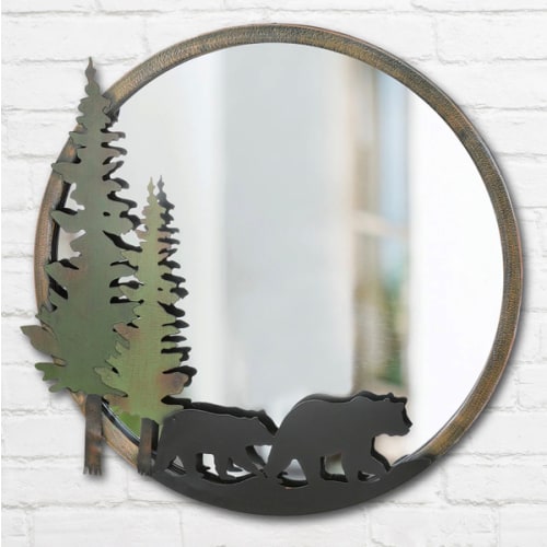 Bear Trail Round Wall Mirror | Black Forest Decor