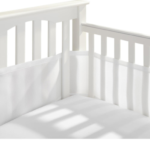 BreathableBaby Breathable Mesh Liner for Full-Size Cribs, Classic 3mm Mesh, White (Size 4FS Covers 3 or 4 Sides)