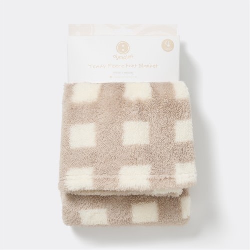 Dymples Teddy Fleece Print Blanket - Natural