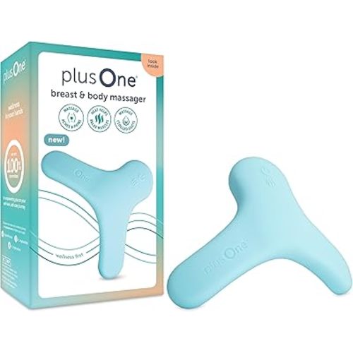 plusOne Breast & Body Massager for Breastfeeding and Postpartum Care – Heated Lactation Support Tool, Hands-Free Bra-Fit Design, Waterproof, Silicone for Nursing, Pumping, and Full-Body Comfort