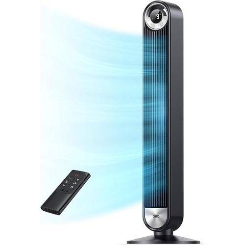 DREO Tower Fan for Bedroom, Upgraded DC 28ft/s Velocity, 20dB Quiet Fan